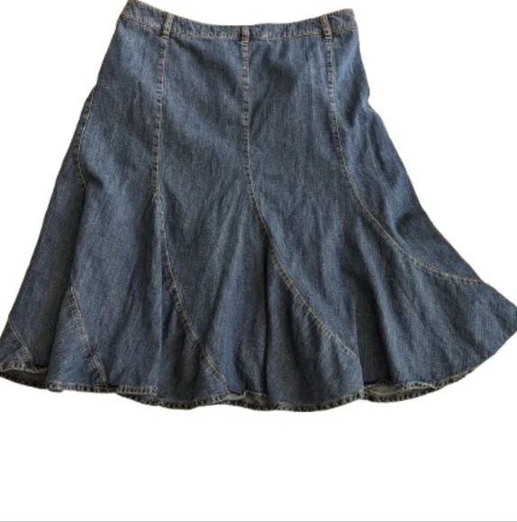 Jones New York Denim Skirt Paneled Fit Flare Boho sz 10 - Picture 1 of 7